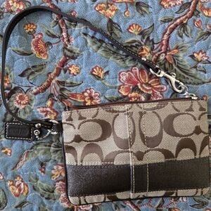 Coach Brown Signature Wristlet